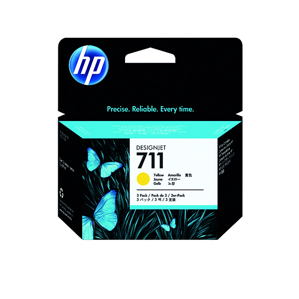 HP 711 YELLOW INK CART CZ136A PK3