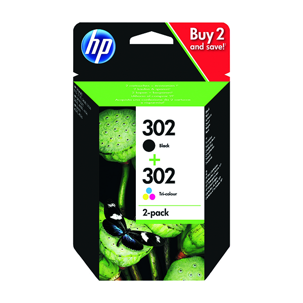 HP 302 INK CARTRIDGE BLK/TRI-COL PK2