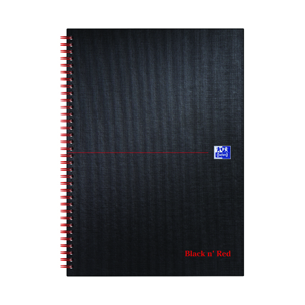 BLACK N RED HB WIRE NOTEBOOK A4 PK5