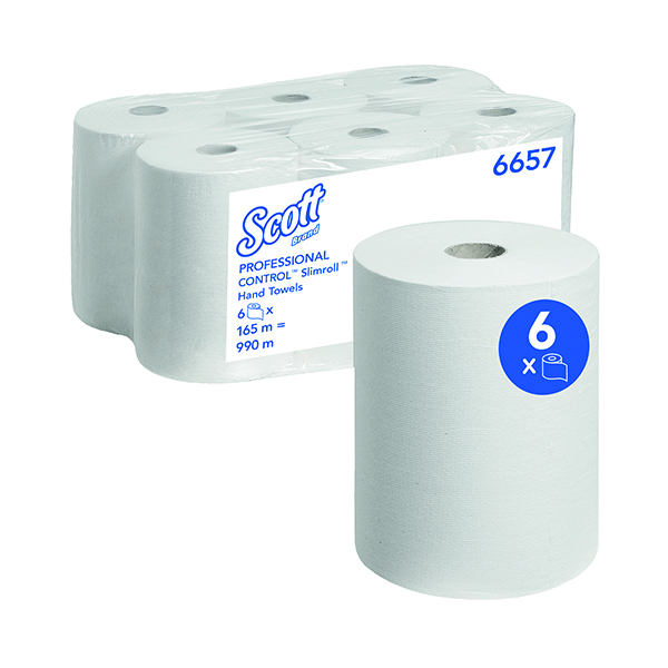 SCOTT SLIMROLL HAND TOWELS PK6 WHT