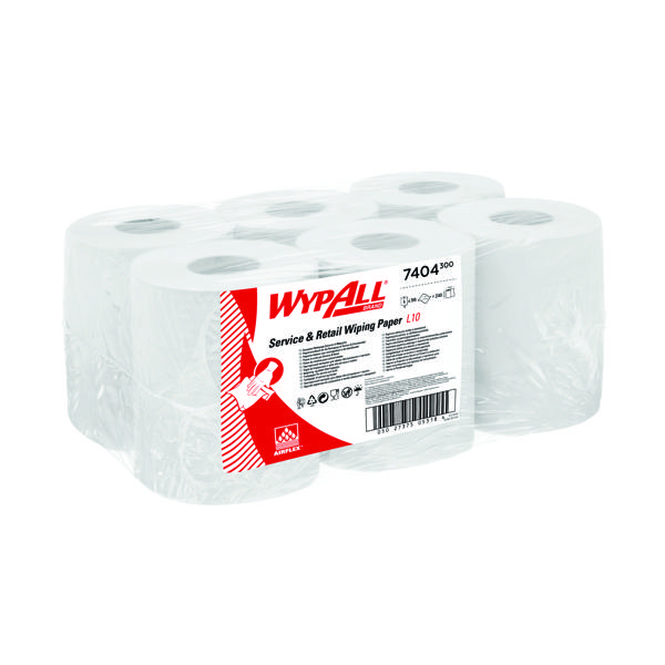 WYPALL L10 CENTREFEED ROLL WHT PK6
