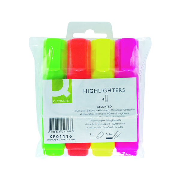 Q-CONNECT HIGHLIGHTER PEN ASST P4