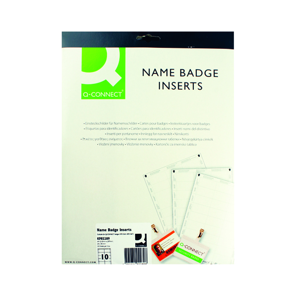 Q-CONNECT NAME BADGE INSERTS 25 SHTS