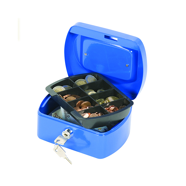 Q-CONNECT BLUE 6 INCH CASH BOX
