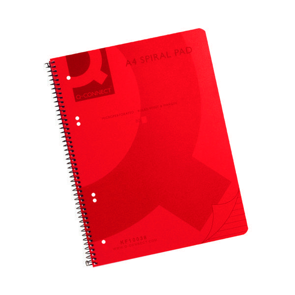 Q-CONNECT PP SPIRAL PAD A4 RED PK5