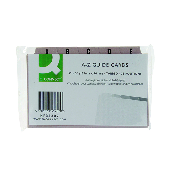 Q CONNECT GUIDECARDS 5X3 A-Z BF PK25