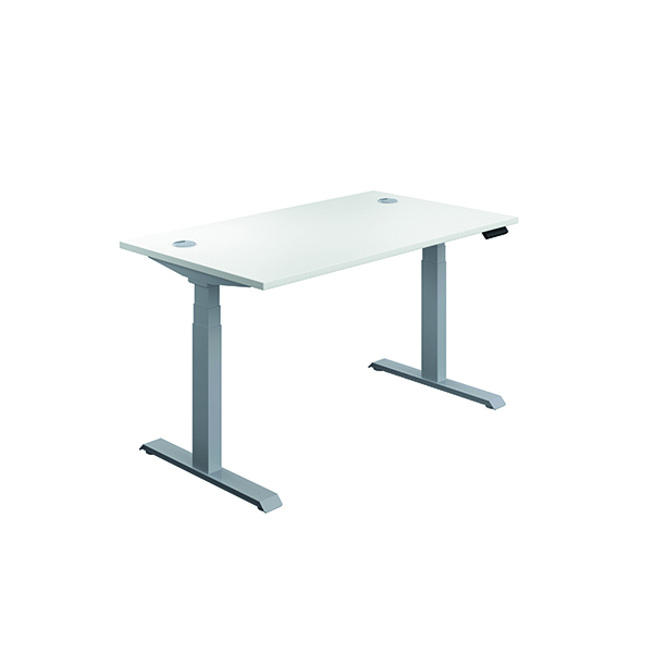 FIRST SIT/STAND DSK 1200X800 WHT/SLV