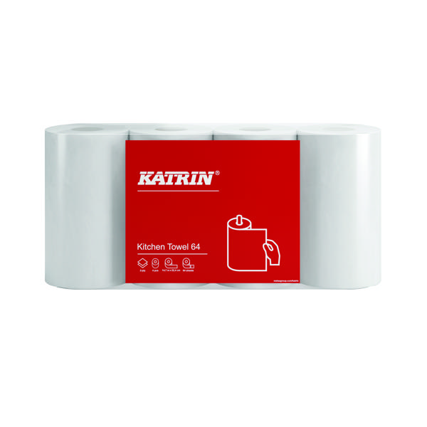 KATRIN KITCHEN TOWEL 2-PLY WHITE PK4