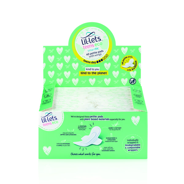 LIL-LETS TEEN ECO SANI PAD WNGS PK40