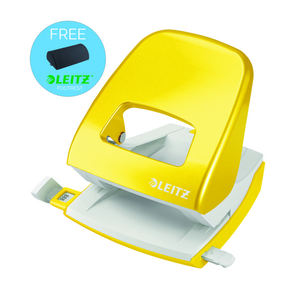 LEITZ WOW OFFICE HOLE PUNCH YELLOW