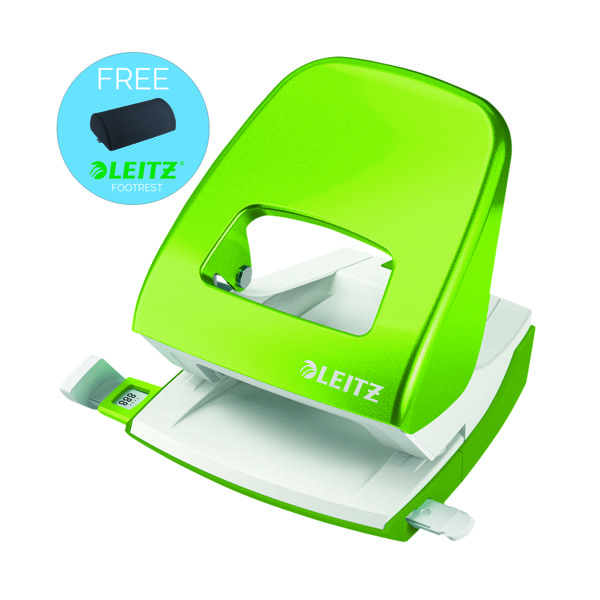 LEITZ WOW OFFICE HOLE PUNCH GREEN