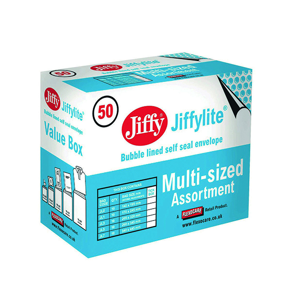 JIFFY BAG GOLD AST SIZES PK50