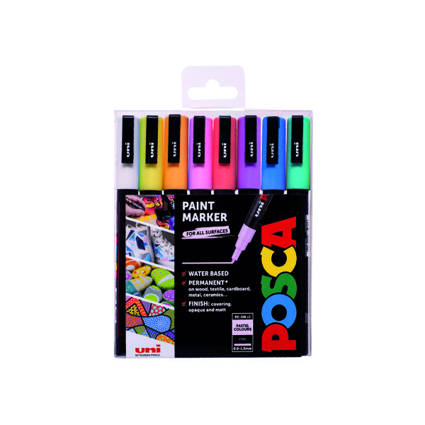 POSCA PC-3M PAINT MKR PASTEL AST PK8