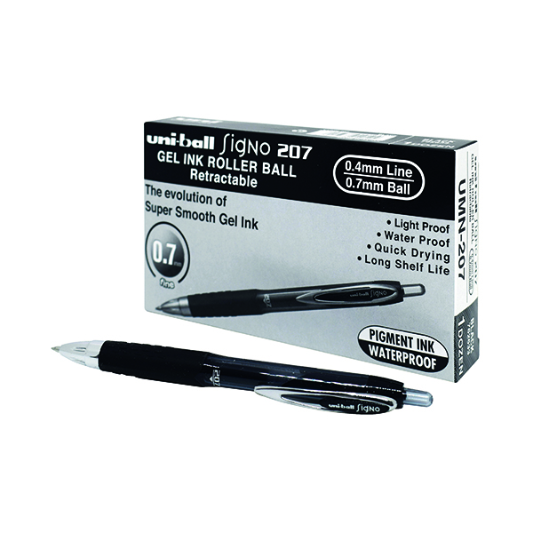 UNI-BALL SIGNO 207 RRB GEL BLK PK12