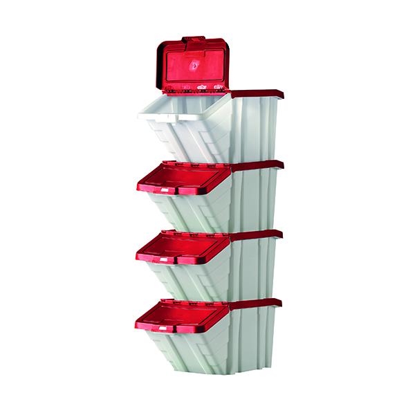 BARTON MF STORAGE BINS RED LIDS PK4