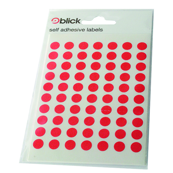 BLICK COLOURED LBLS 8MM RED PK9800