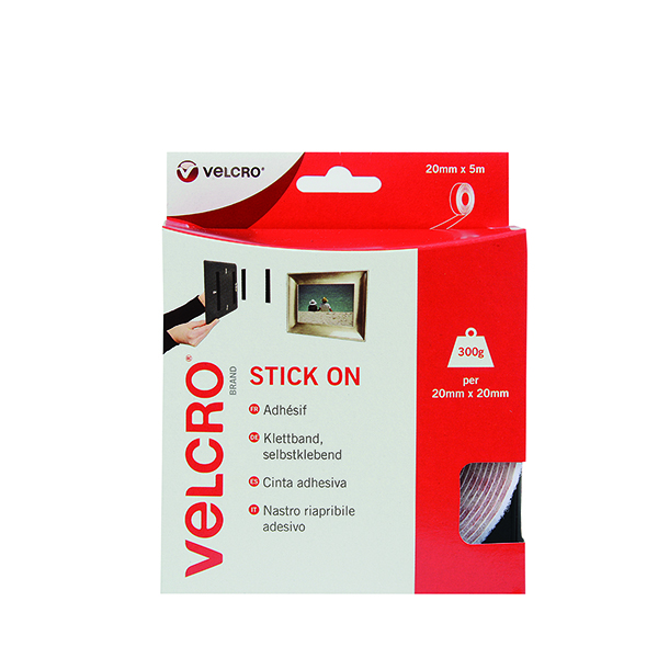 VELCRO STICK ON TAPE 20MMX5M WHITE