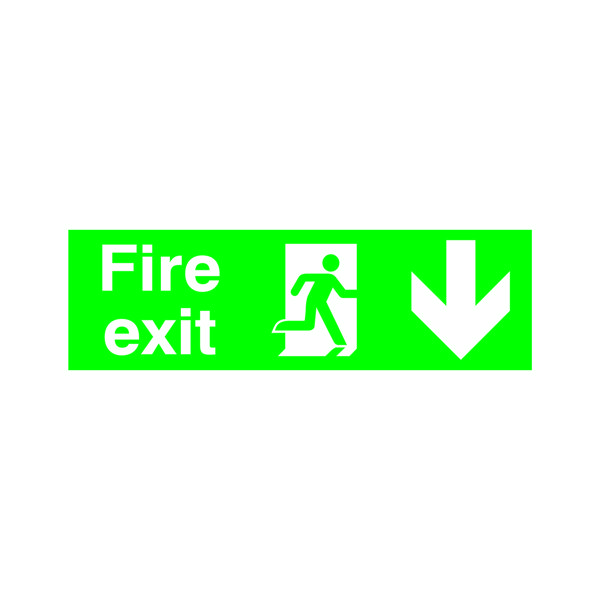 SIGNSLAB FIRE EXIT MAN ARRW DOWN PVC