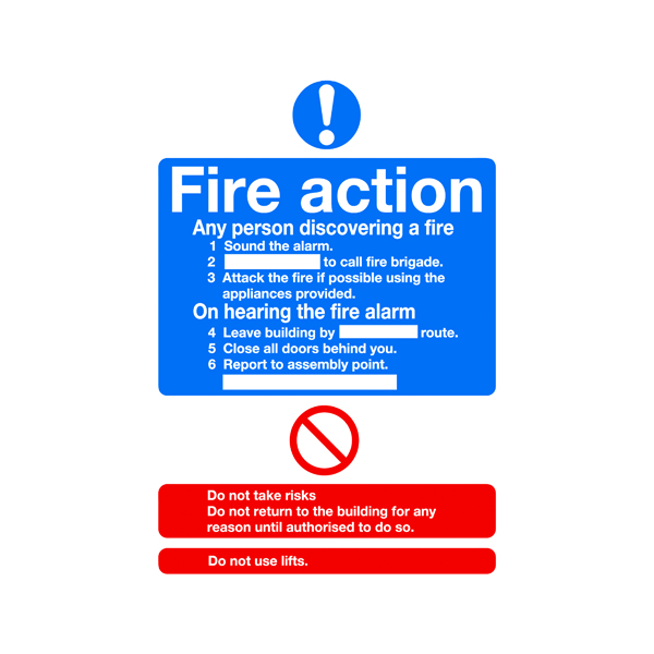 FIRE ACTION STANDARD PVC SIGN A5