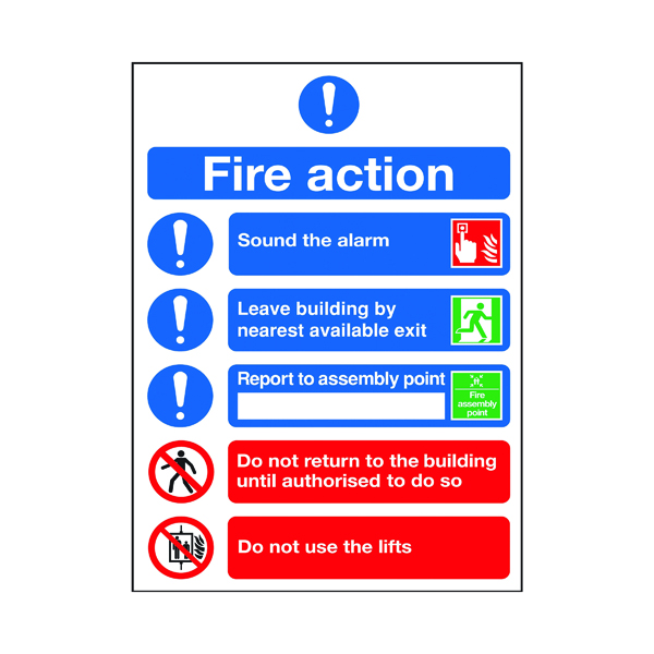 SAFETY SGN FIRE ACTION SYMBOLS A4 SA