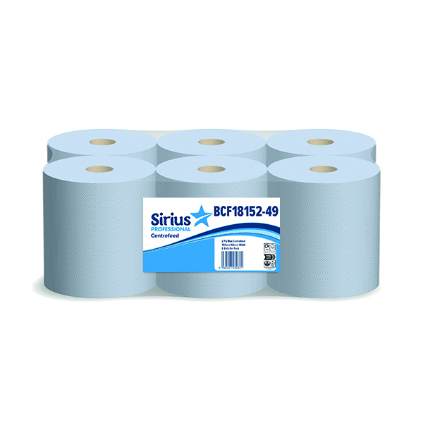 SIRIUS 2PLY CNTRFD ROLL 150M BLU PK6