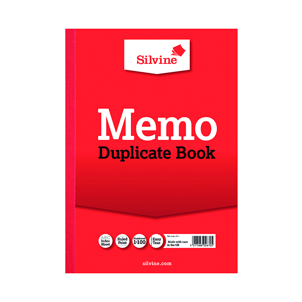SILVINE DUPLICATE BOOK A4 MEMO 614-T