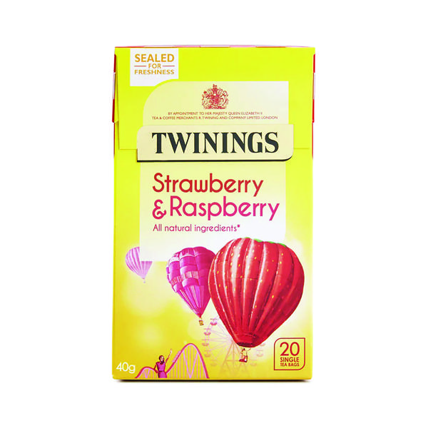 TWININGS STRAWB/RASPB TEA BAGS PK20