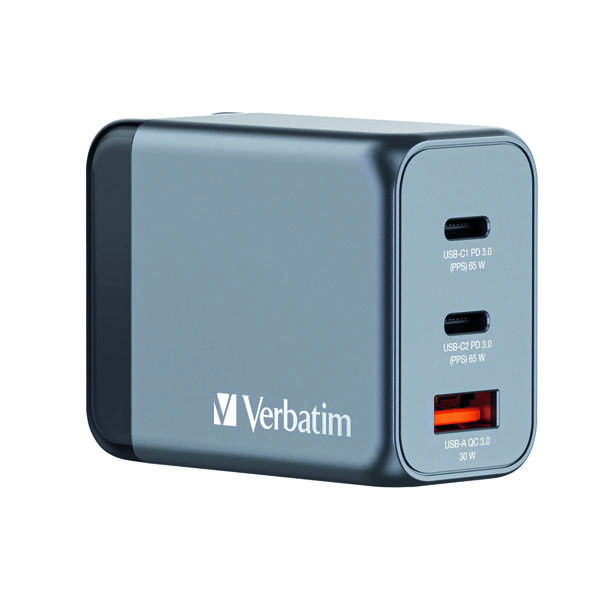 VERBATIM GAN 65W 3 PORT CHARGER