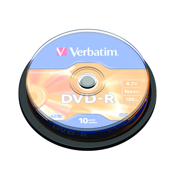 VERBATIM DVD-R 16X BRANDED SILVER