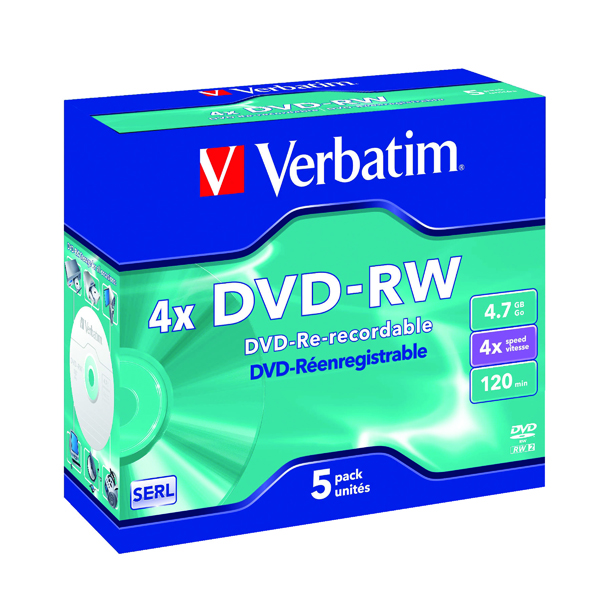 VERBATIM DVD-RW 4X 4.7GB PK5 43285