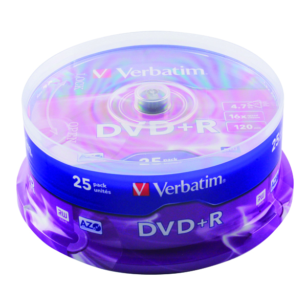 VERBATIM DVD+R 16X 4.7GB SPINDLE 25