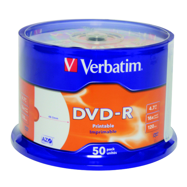 VERBATIM DVD-R 4.7GB 16X PRNTBL PK50