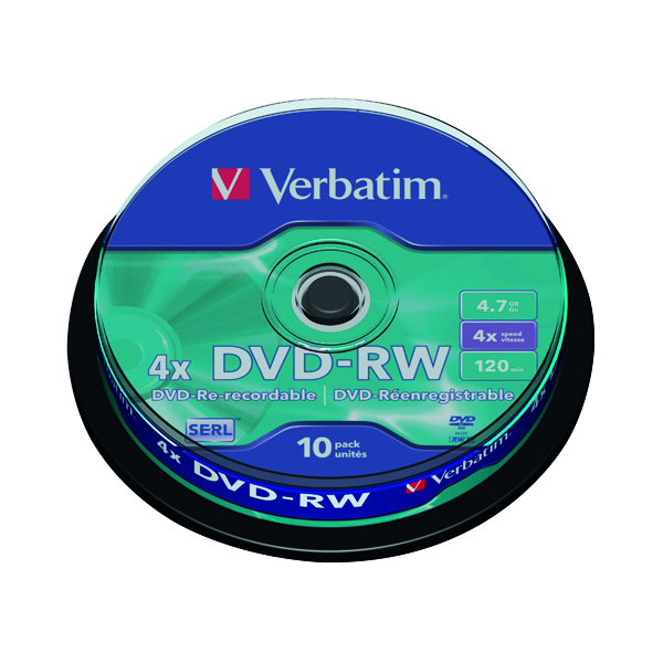 VERBATIM DVD RW 4X SPINDLE PK10