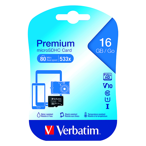 VERBATIM MICROSDHC 16GB MEMORY CARD