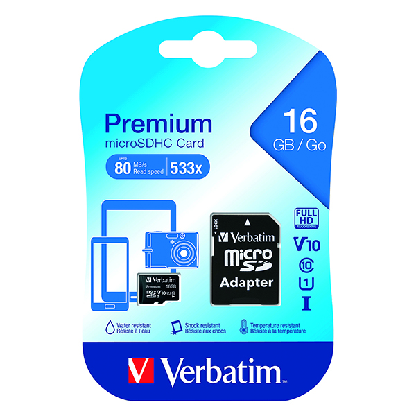 VERBATIM MICROSDHC CARD CL/10 16GB