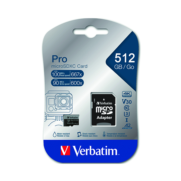 VERBATIM PRO U3 MICRO SD CARD 512GB