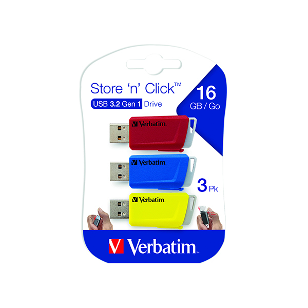 VERBATIM STRE/CLICK USB 16GB PK3