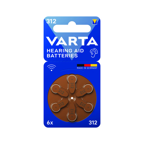 VARTA HEARING AID BATTERIES 312 PK6