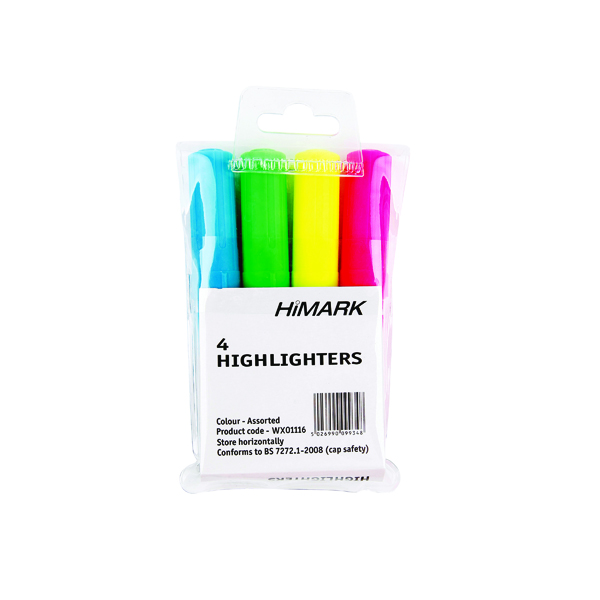 HI-GLO HIGHLIGHTERS ASSORTED PK4