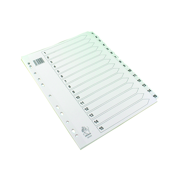WHITE A4 1-15 MYLAR INDEX DIVIDERS