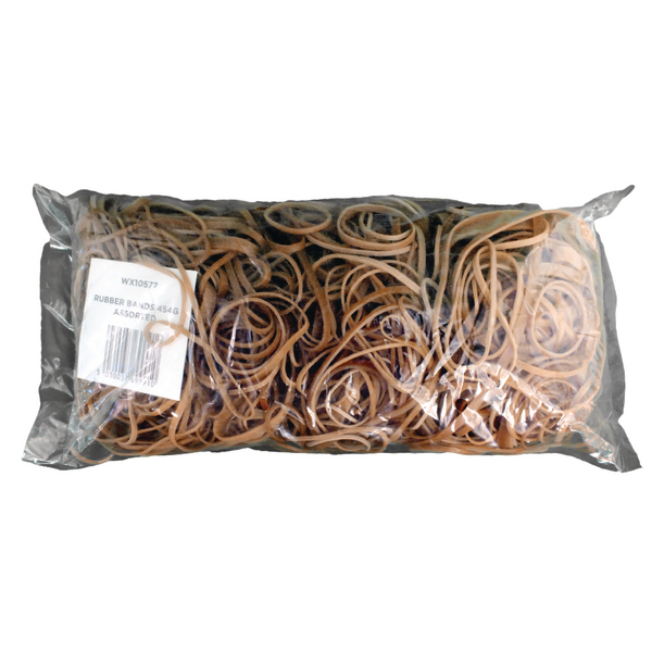 RUBBER BANDS 454GM ASSORTED SIZES